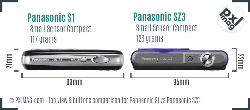 Panasonic S1 vs Panasonic SZ3 top view buttons comparison