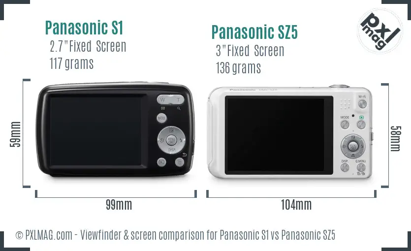 Panasonic S1 vs Panasonic SZ5 Screen and Viewfinder comparison