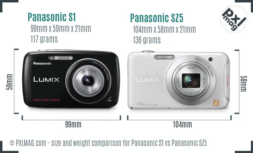 Panasonic S1 vs Panasonic SZ5 size comparison