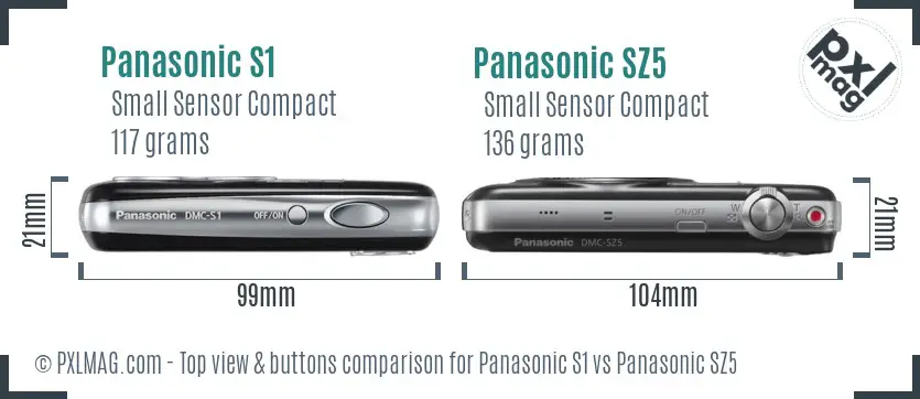 Panasonic S1 vs Panasonic SZ5 top view buttons comparison
