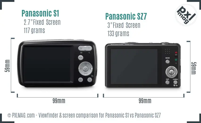 Panasonic S1 vs Panasonic SZ7 Screen and Viewfinder comparison
