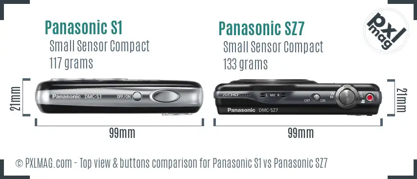 Panasonic S1 vs Panasonic SZ7 top view buttons comparison