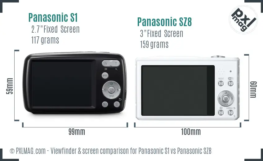 Panasonic S1 vs Panasonic SZ8 Screen and Viewfinder comparison