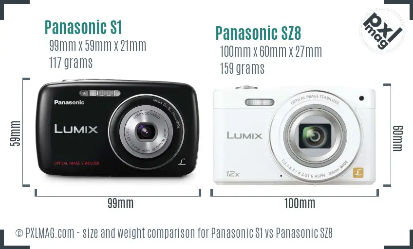 Panasonic S1 vs Panasonic SZ8 size comparison