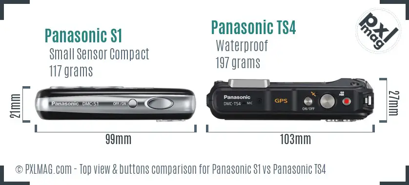 Panasonic S1 vs Panasonic TS4 top view buttons comparison