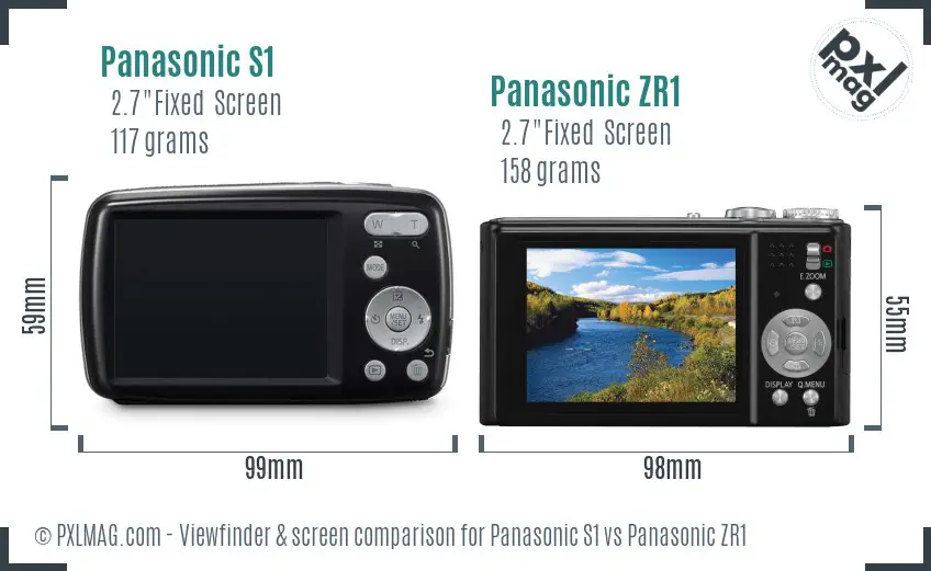 Panasonic S1 vs Panasonic ZR1 Screen and Viewfinder comparison
