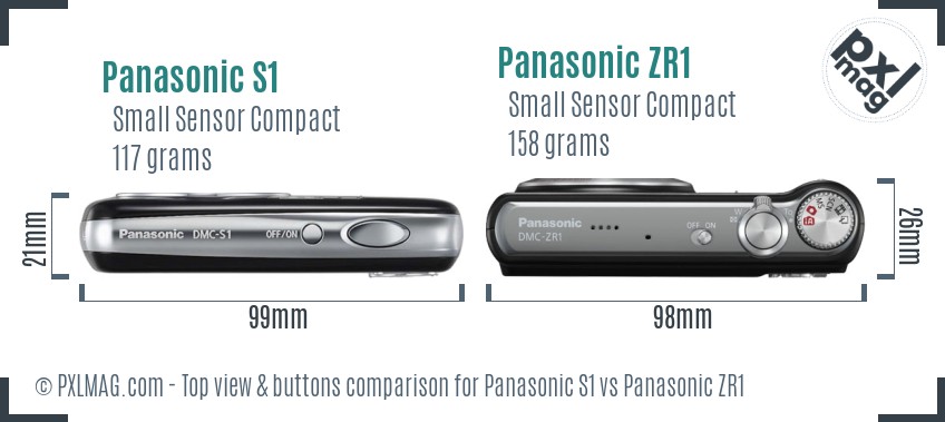 Panasonic S1 vs Panasonic ZR1 top view buttons comparison