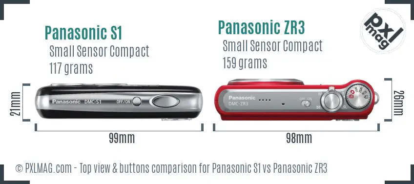Panasonic S1 vs Panasonic ZR3 top view buttons comparison