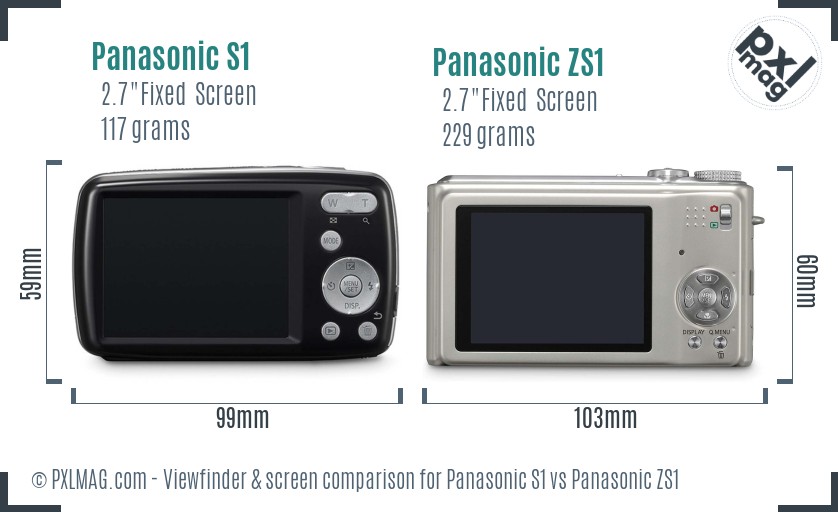 Panasonic S1 vs Panasonic ZS1 Screen and Viewfinder comparison