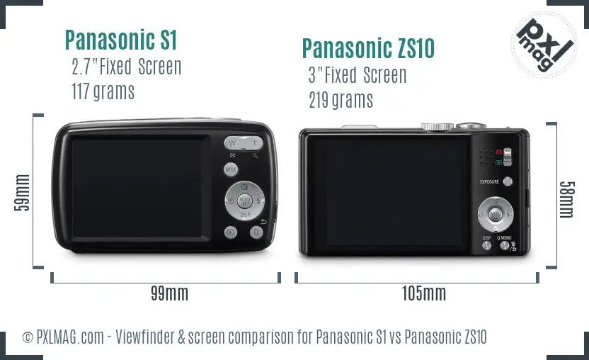 Panasonic S1 vs Panasonic ZS10 Screen and Viewfinder comparison