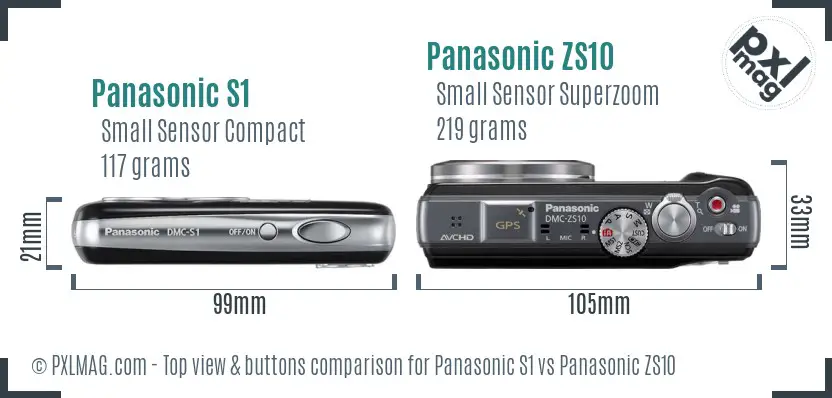 Panasonic S1 vs Panasonic ZS10 top view buttons comparison