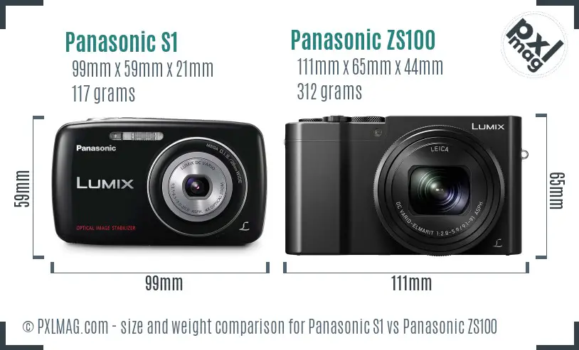 Panasonic S1 vs Panasonic ZS100 size comparison