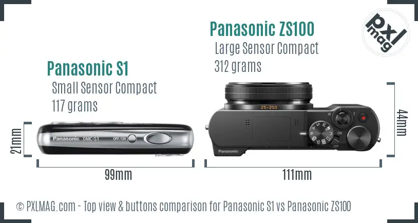 Panasonic S1 vs Panasonic ZS100 top view buttons comparison