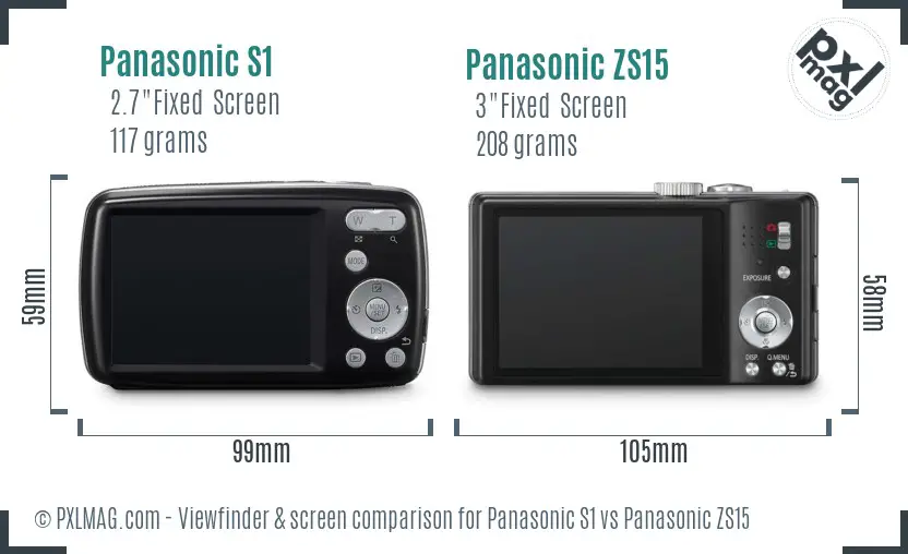 Panasonic S1 vs Panasonic ZS15 Screen and Viewfinder comparison