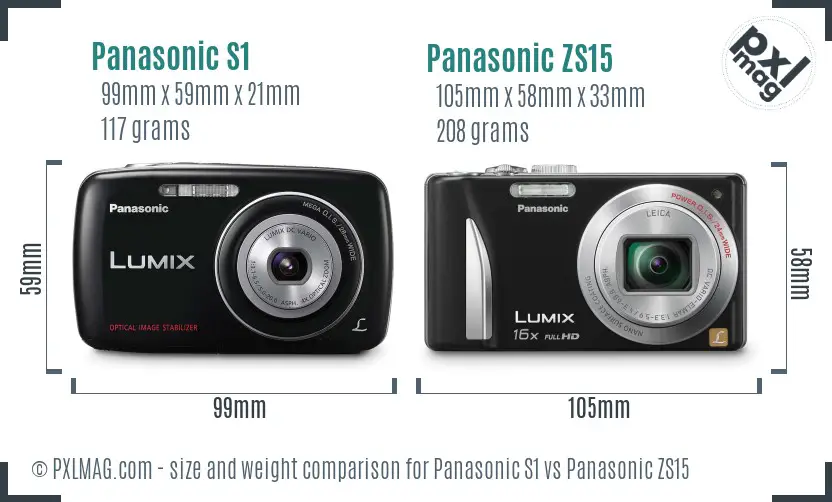 Panasonic S1 vs Panasonic ZS15 size comparison