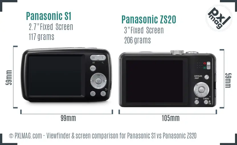 Panasonic S1 vs Panasonic ZS20 Screen and Viewfinder comparison