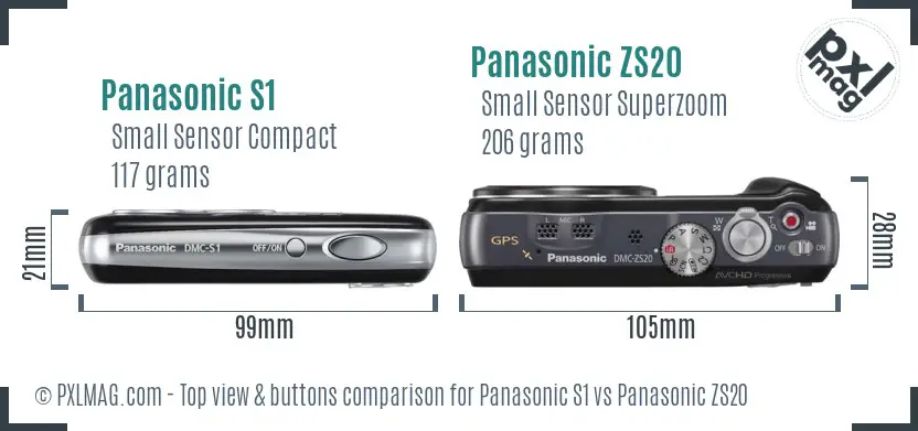 Panasonic S1 vs Panasonic ZS20 top view buttons comparison