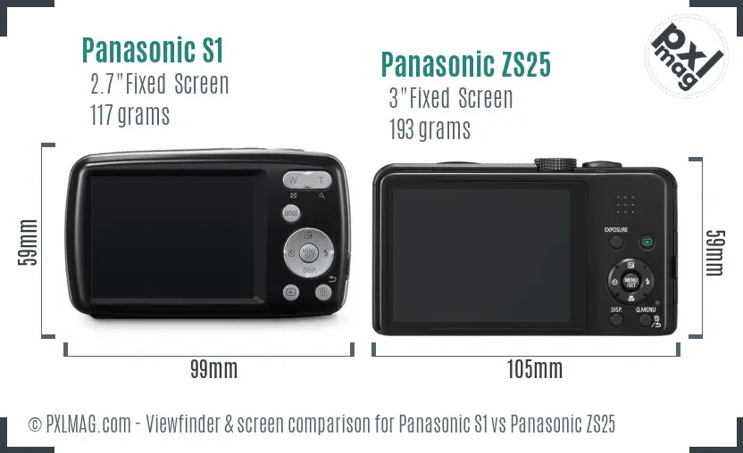 Panasonic S1 vs Panasonic ZS25 Screen and Viewfinder comparison