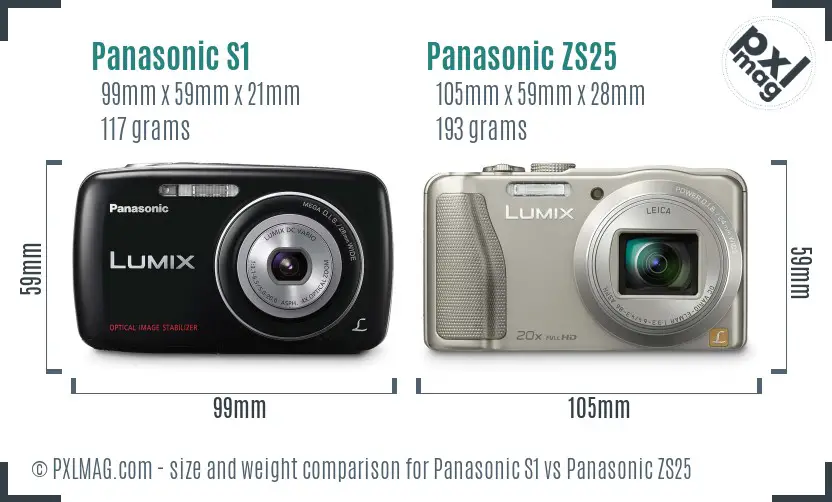 Panasonic S1 vs Panasonic ZS25 size comparison