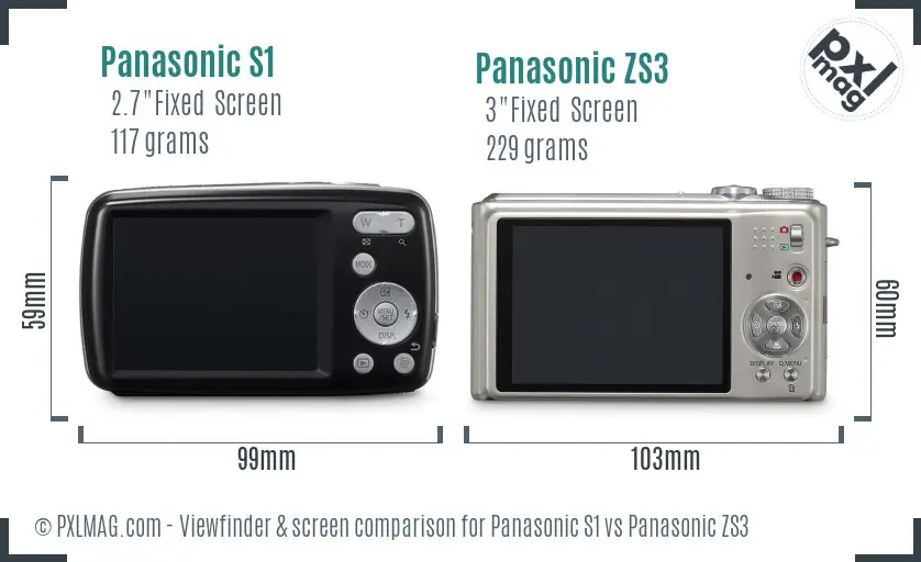 Panasonic S1 vs Panasonic ZS3 Screen and Viewfinder comparison