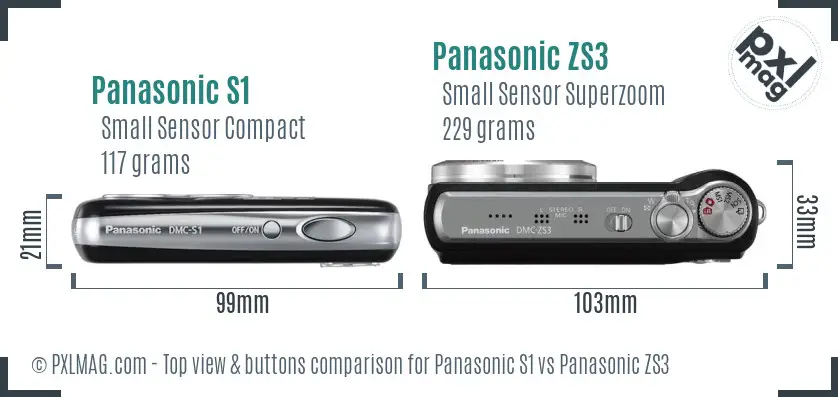 Panasonic S1 vs Panasonic ZS3 top view buttons comparison