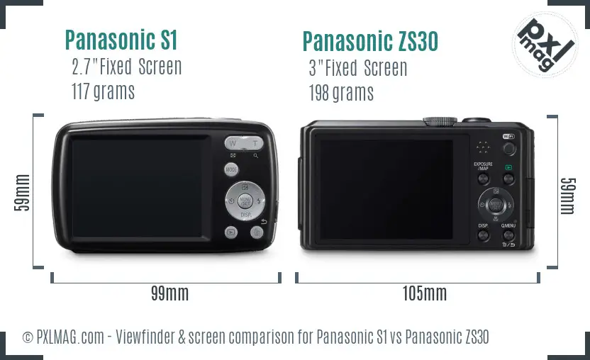 Panasonic S1 vs Panasonic ZS30 Screen and Viewfinder comparison