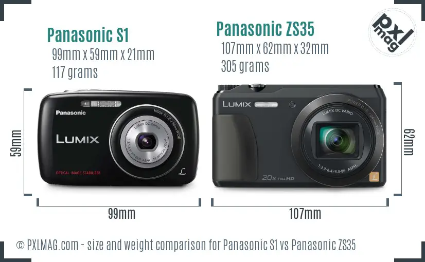 Panasonic S1 vs Panasonic ZS35 size comparison