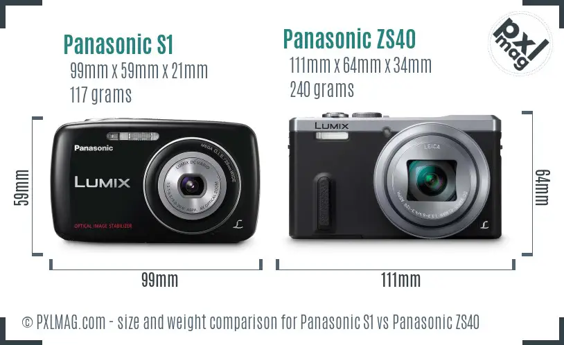 Panasonic S1 vs Panasonic ZS40 size comparison