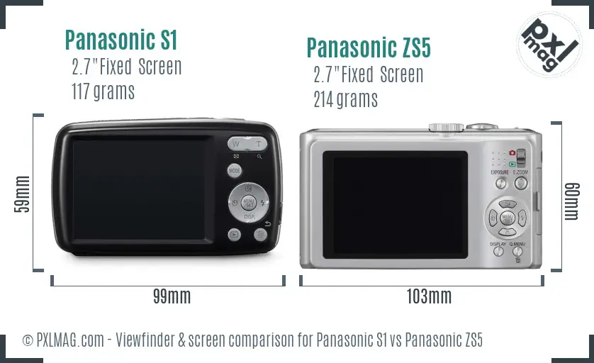 Panasonic S1 vs Panasonic ZS5 Screen and Viewfinder comparison