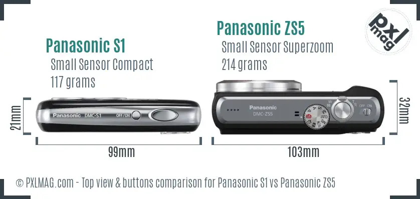 Panasonic S1 vs Panasonic ZS5 top view buttons comparison