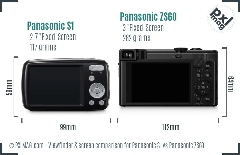 Panasonic S1 vs Panasonic ZS60 Screen and Viewfinder comparison