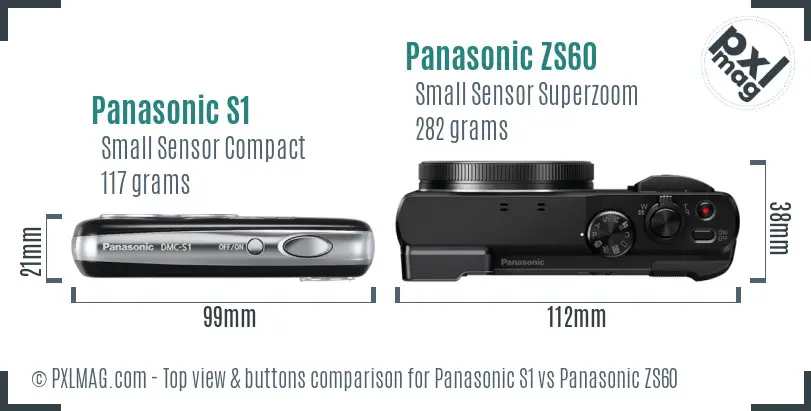Panasonic S1 vs Panasonic ZS60 top view buttons comparison