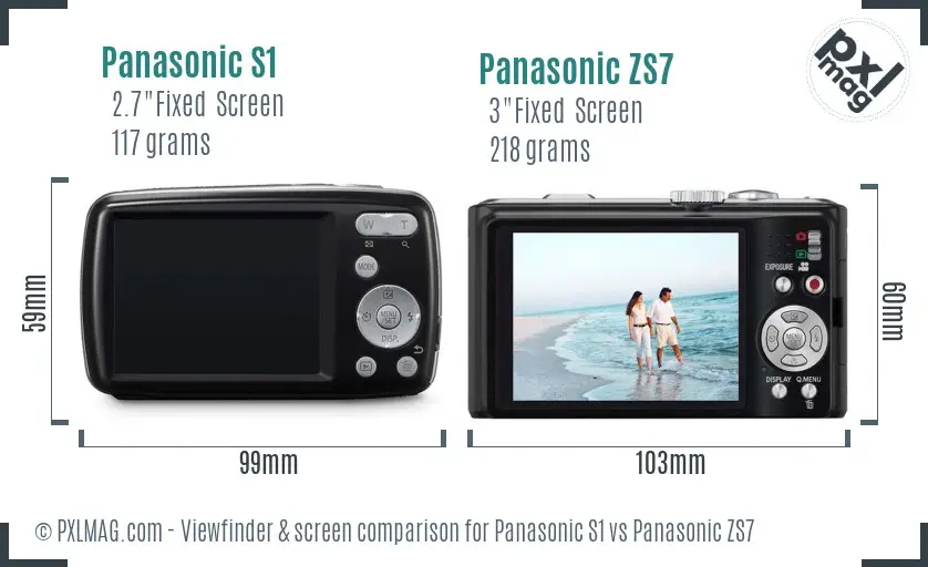 Panasonic S1 vs Panasonic ZS7 Screen and Viewfinder comparison