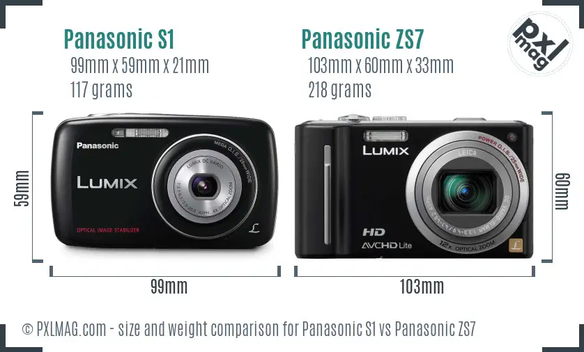 Panasonic S1 vs Panasonic ZS7 size comparison