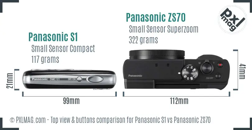 Panasonic S1 vs Panasonic ZS70 top view buttons comparison