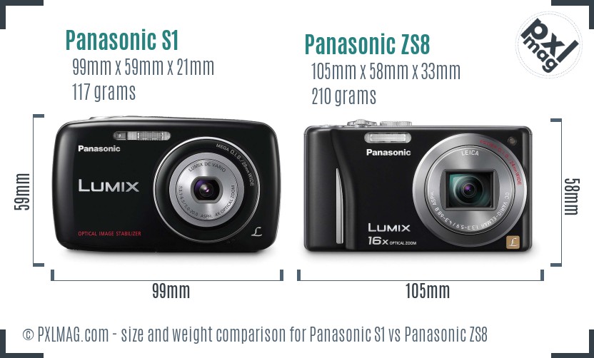 Panasonic S1 vs Panasonic ZS8 size comparison