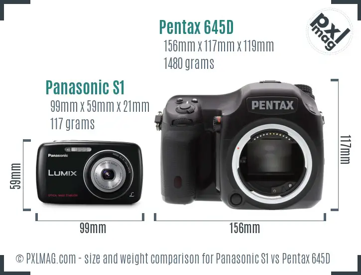 Panasonic S1 vs Pentax 645D size comparison