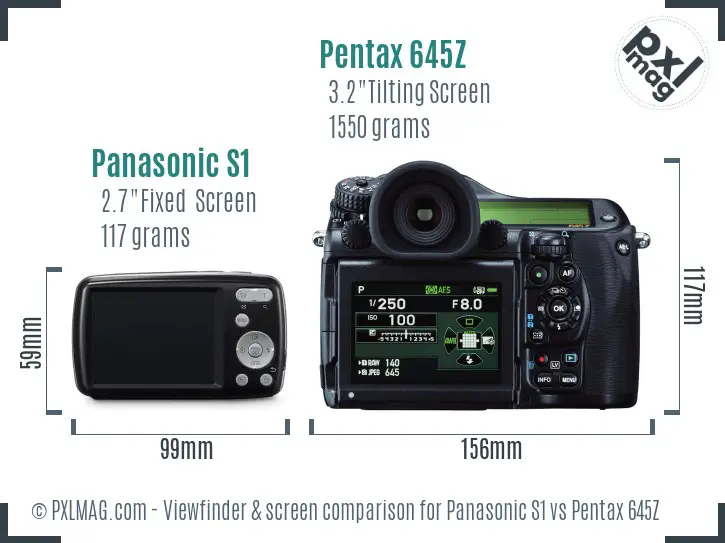 Panasonic S1 vs Pentax 645Z Screen and Viewfinder comparison