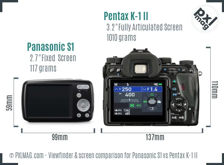 Panasonic S1 vs Pentax K-1 II Screen and Viewfinder comparison