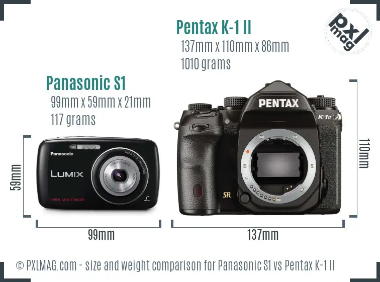 Panasonic S1 vs Pentax K-1 II size comparison