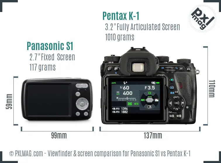 Panasonic S1 vs Pentax K-1 Screen and Viewfinder comparison