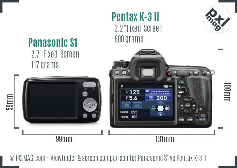 Panasonic S1 vs Pentax K-3 II Screen and Viewfinder comparison