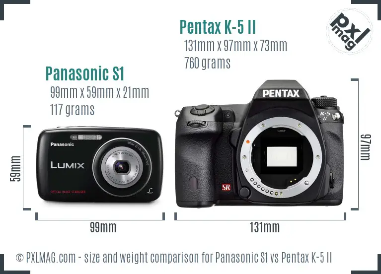 Panasonic S1 vs Pentax K-5 II size comparison