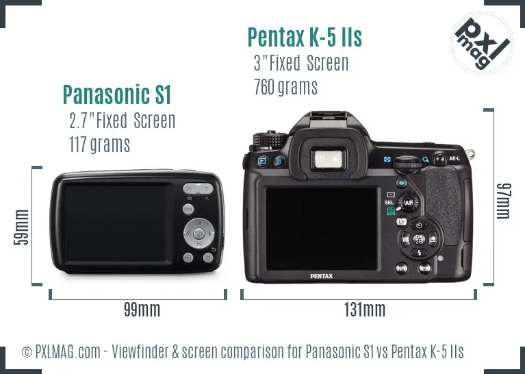 Panasonic S1 vs Pentax K-5 IIs Screen and Viewfinder comparison