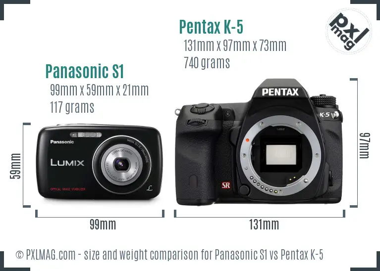 Panasonic S1 vs Pentax K-5 size comparison