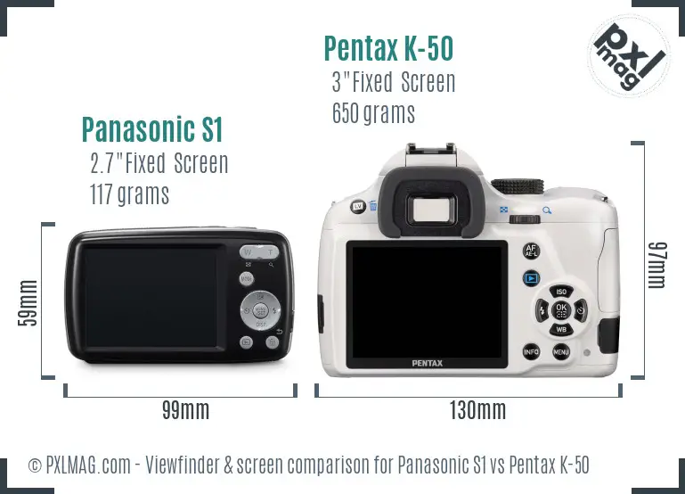 Panasonic S1 vs Pentax K-50 Screen and Viewfinder comparison