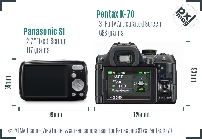 Panasonic S1 vs Pentax K-70 Screen and Viewfinder comparison