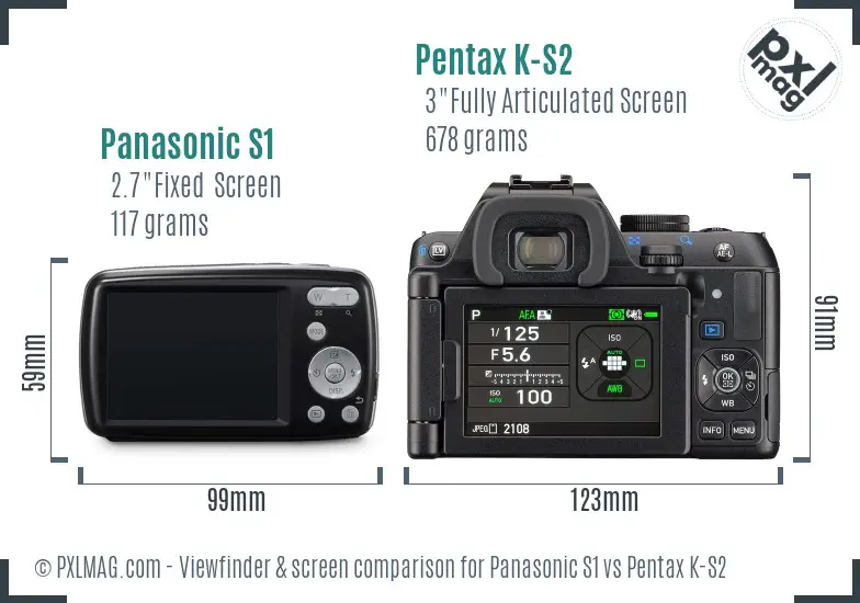 Panasonic S1 vs Pentax K-S2 Screen and Viewfinder comparison