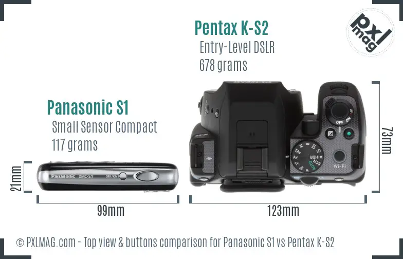 Panasonic S1 vs Pentax K-S2 top view buttons comparison