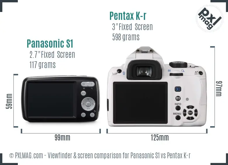 Panasonic S1 vs Pentax K-r Screen and Viewfinder comparison